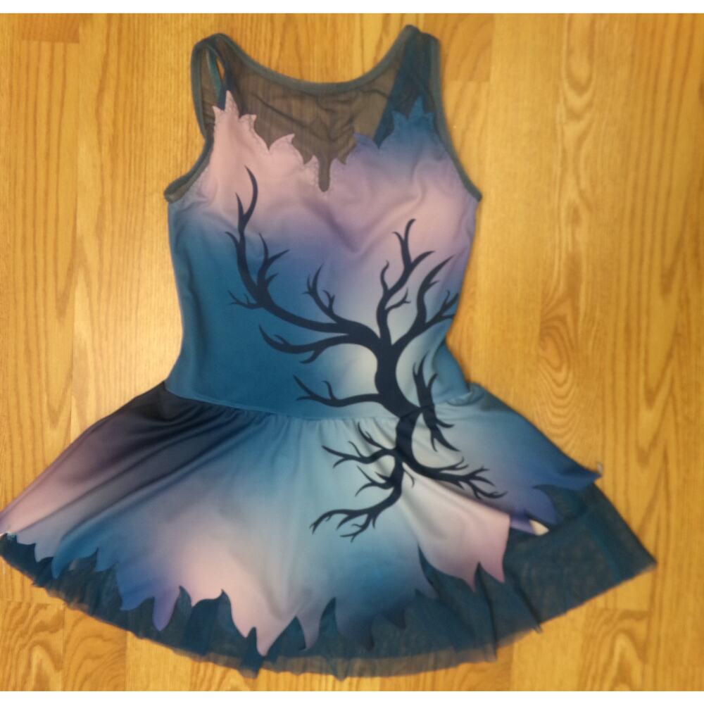 Dance Costume LC Teal AWCT 20518 Lyrical Jazz Ice Skating Skirt Ombre Mesh
